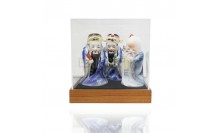 กล่องใส่ ฮก ลก ซิ่ว ไว้บูชา-ฐานไม้สักเเท้